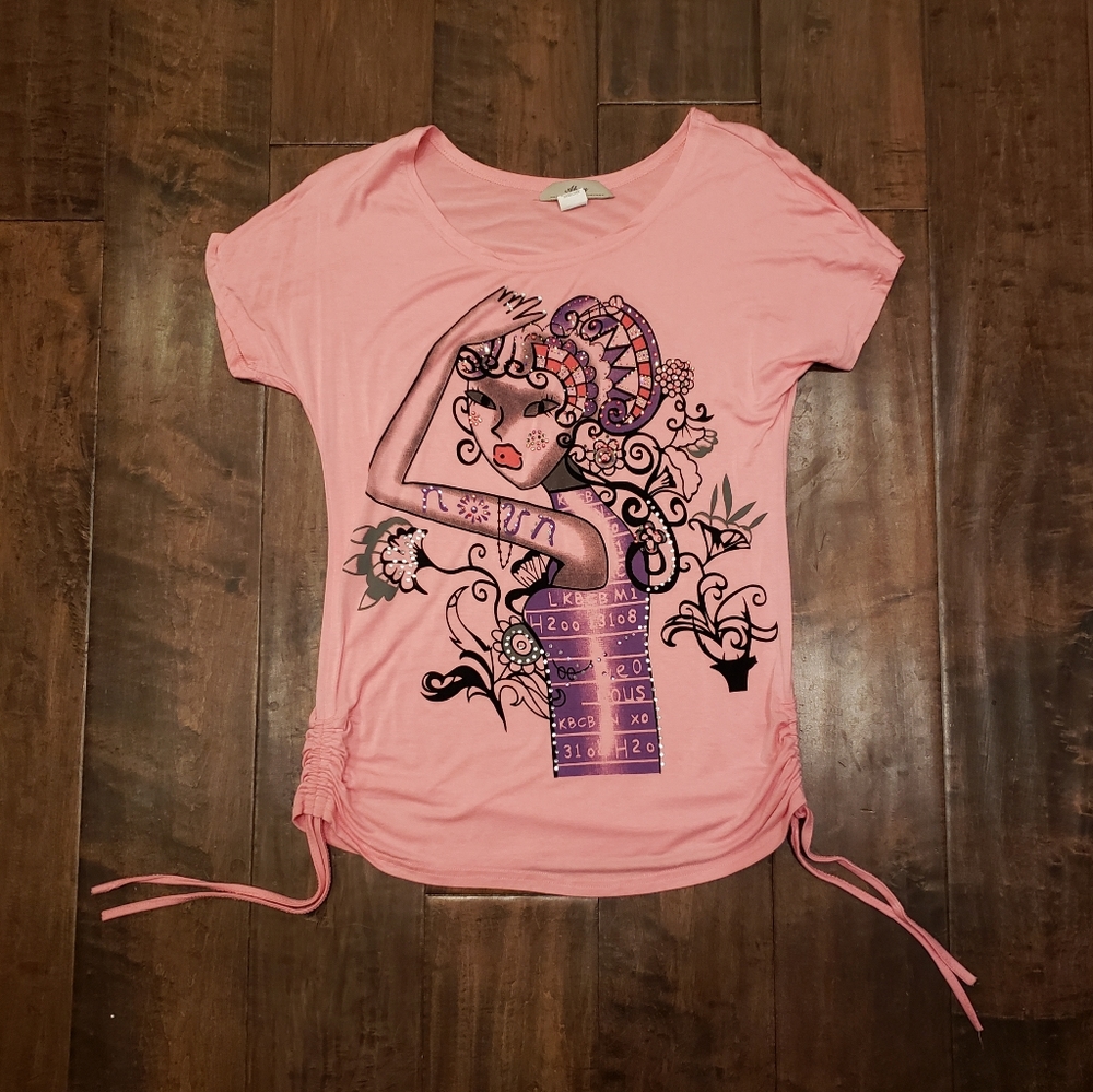 NWOT Ahoy Girl Rhinestone Pink Top